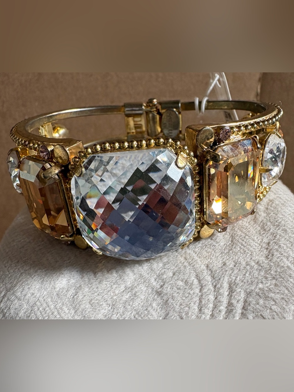 Sorrelli Gold-Tone Statement Bracelet with Clear and Amber Crystals